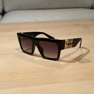 Miu Miu Oversized Sunglasses - Black with Gold Hardware